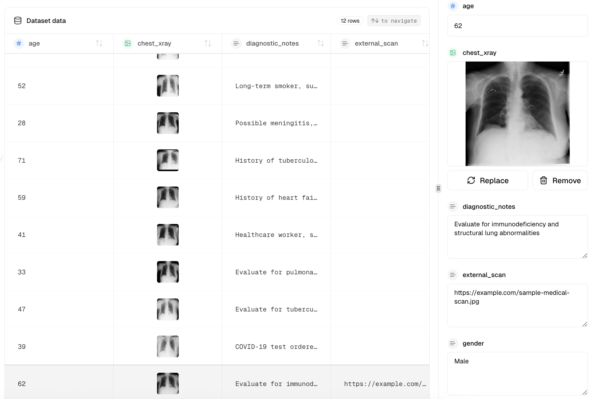 Evaluation datasets